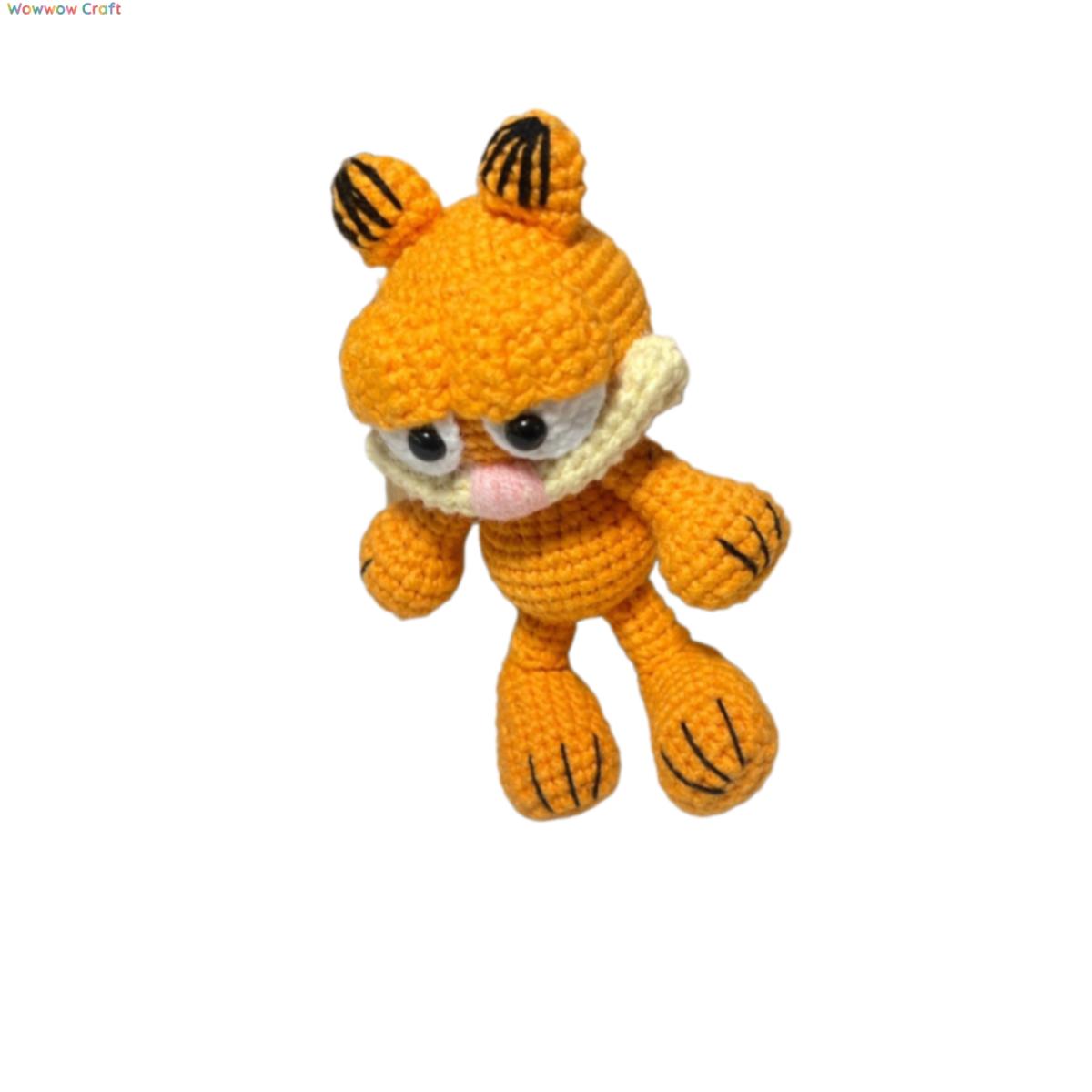 Handmade Crochet Garfield Doll - Crochet keychain,handmade crochet bags, custom amigurumi dolls, woven tote bags, eco-friendly gifts, unique crochet toys, organic yarn crafts, personalized crochet, handmade plushies, boho crochet accessories, sustainable handmade gifts